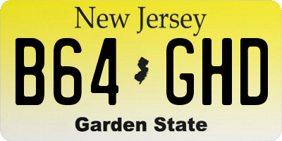 NJ license plate B64GHD