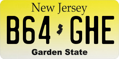 NJ license plate B64GHE