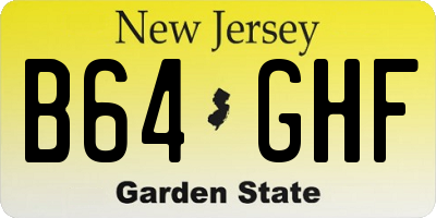 NJ license plate B64GHF
