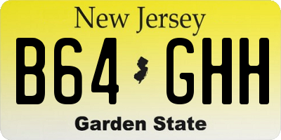 NJ license plate B64GHH