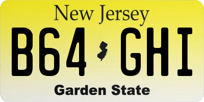 NJ license plate B64GHI