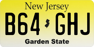 NJ license plate B64GHJ