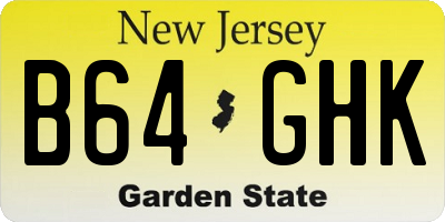 NJ license plate B64GHK
