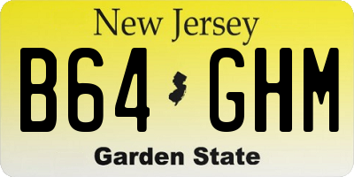 NJ license plate B64GHM