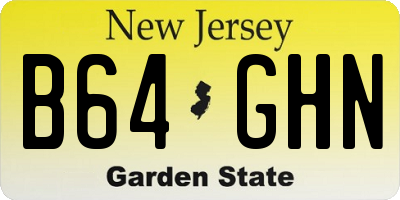 NJ license plate B64GHN