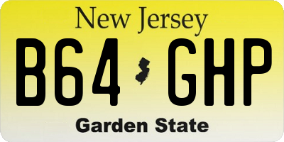 NJ license plate B64GHP