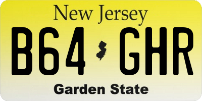 NJ license plate B64GHR