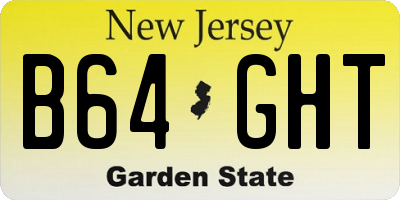 NJ license plate B64GHT