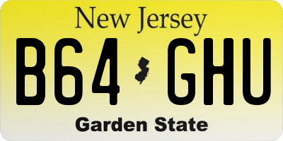 NJ license plate B64GHU