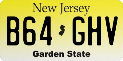 NJ license plate B64GHV