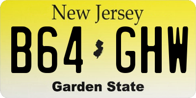 NJ license plate B64GHW