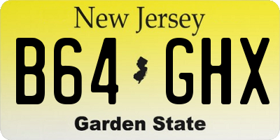 NJ license plate B64GHX