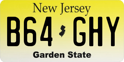 NJ license plate B64GHY