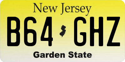 NJ license plate B64GHZ