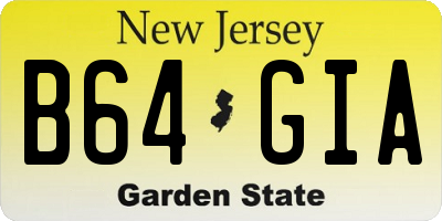 NJ license plate B64GIA