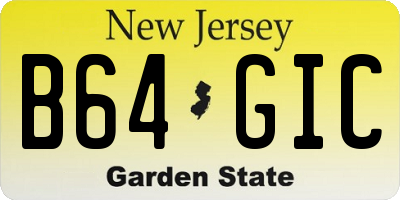 NJ license plate B64GIC