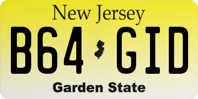 NJ license plate B64GID