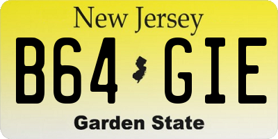 NJ license plate B64GIE