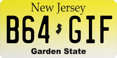 NJ license plate B64GIF