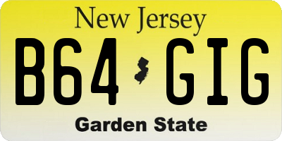 NJ license plate B64GIG