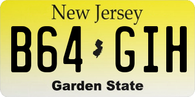 NJ license plate B64GIH