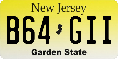 NJ license plate B64GII