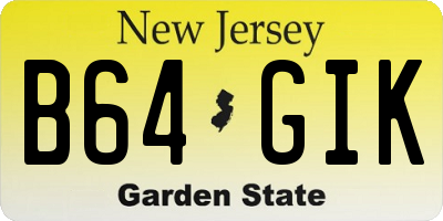 NJ license plate B64GIK