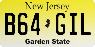 NJ license plate B64GIL