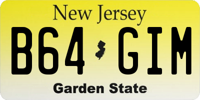 NJ license plate B64GIM