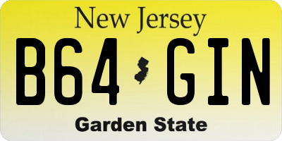 NJ license plate B64GIN