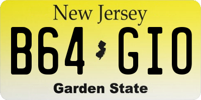 NJ license plate B64GIO