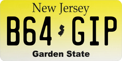 NJ license plate B64GIP