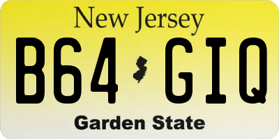 NJ license plate B64GIQ