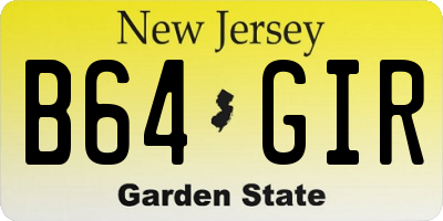 NJ license plate B64GIR