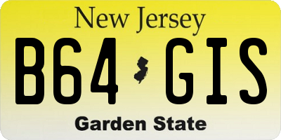 NJ license plate B64GIS