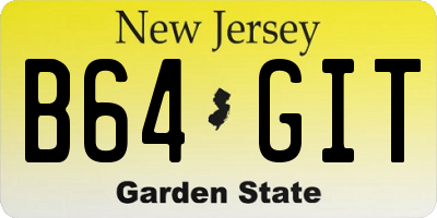 NJ license plate B64GIT