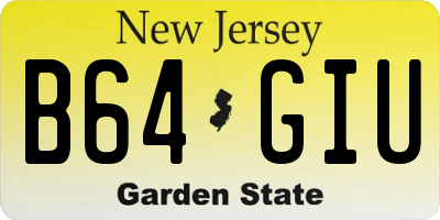 NJ license plate B64GIU