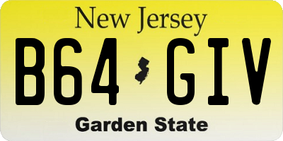 NJ license plate B64GIV