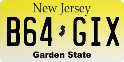 NJ license plate B64GIX