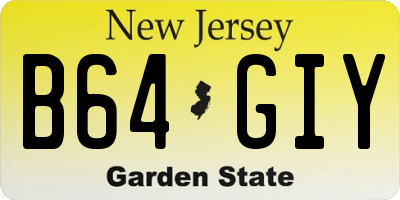 NJ license plate B64GIY