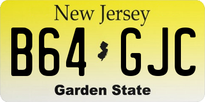 NJ license plate B64GJC
