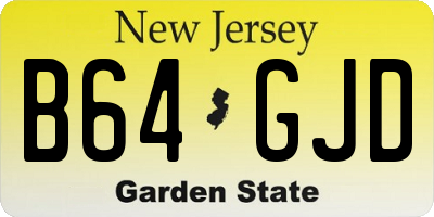 NJ license plate B64GJD