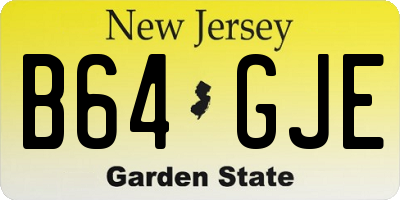NJ license plate B64GJE