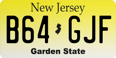 NJ license plate B64GJF