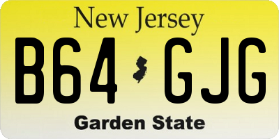 NJ license plate B64GJG