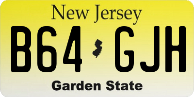 NJ license plate B64GJH