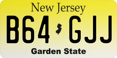 NJ license plate B64GJJ