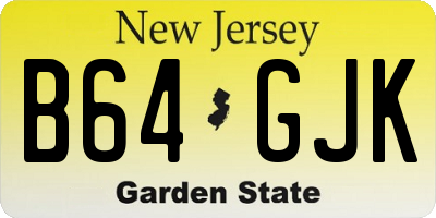 NJ license plate B64GJK