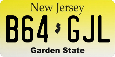NJ license plate B64GJL