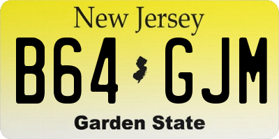 NJ license plate B64GJM